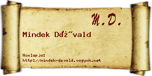 Mindek Dévald névjegykártya
